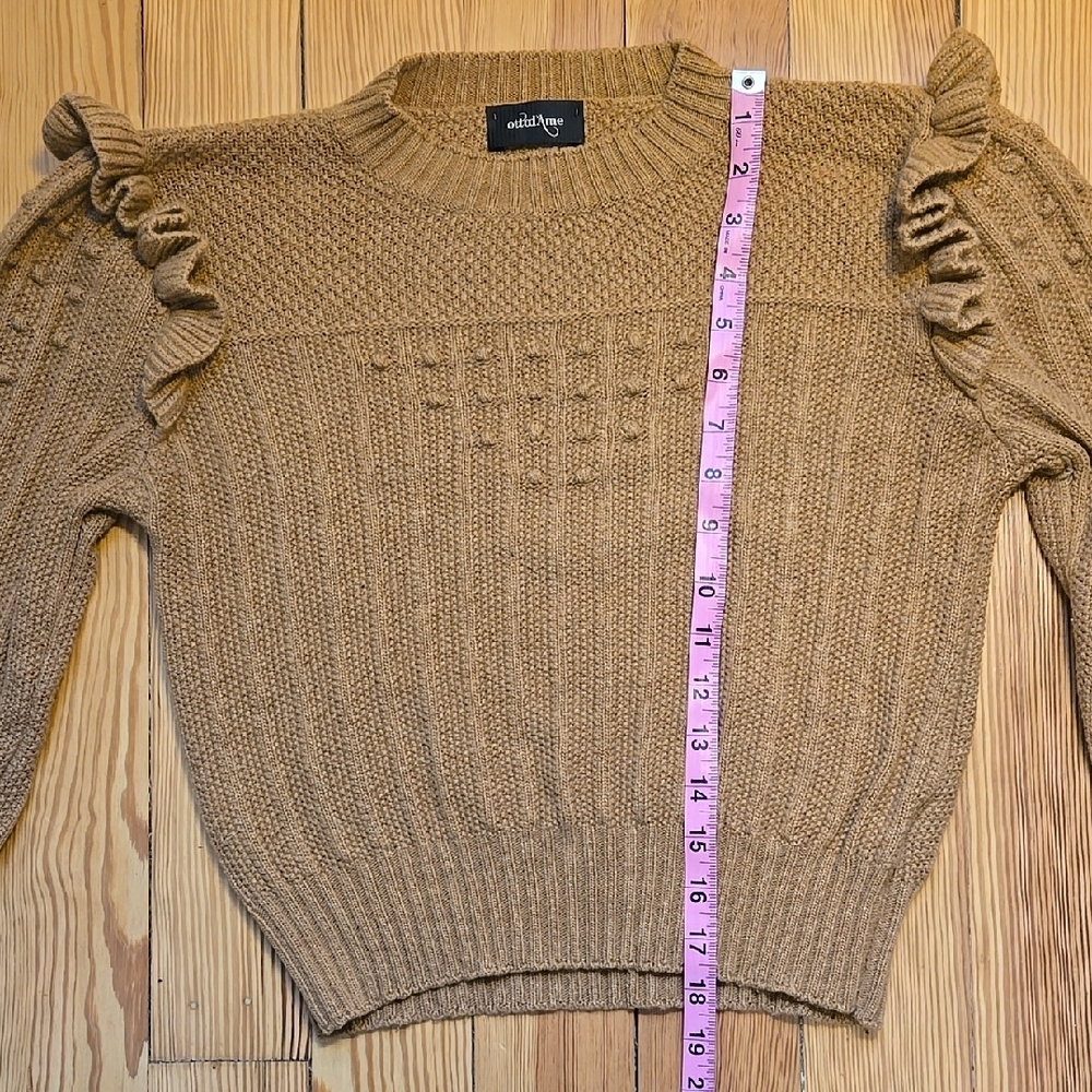 Ottod'Ame Camel Wool Cashmere Blend Ruffle Detail Bohemian Knit Sweater Size 6 - Picture 7 of 13